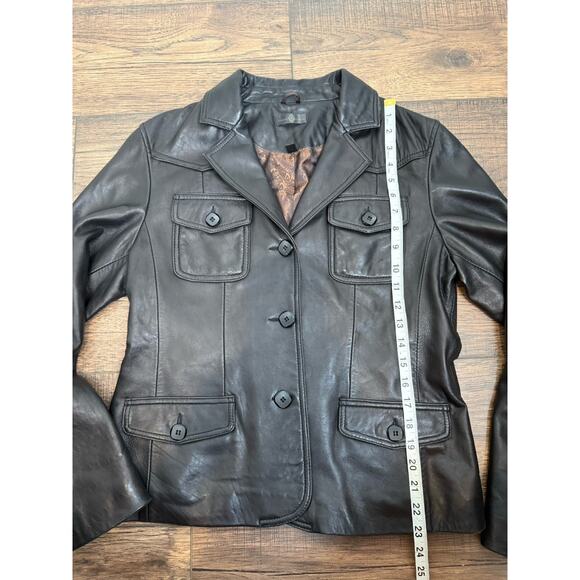 Vintage Wilson’s Leather Chocolate Brown Button Up Jacket Blazer 90’s Y2K Sz M - Picture 7 of 10